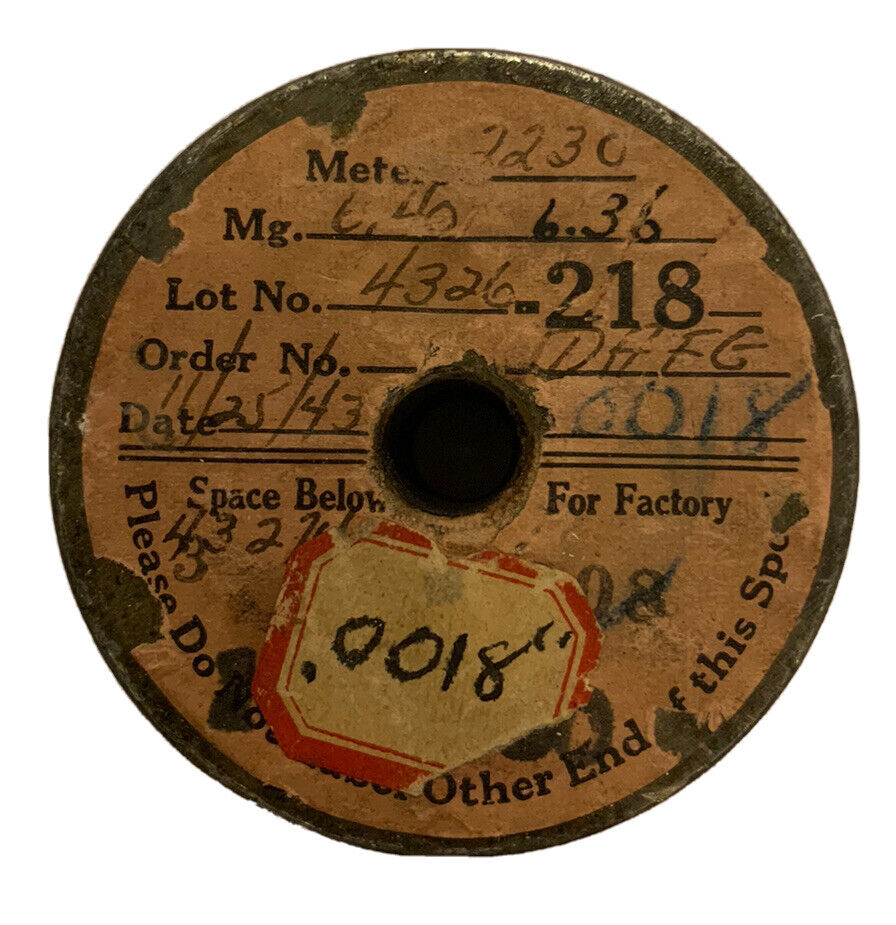 NOS General Electric Vintage Tungsten Fine Wire 0.0018” Diameter 2230 meters