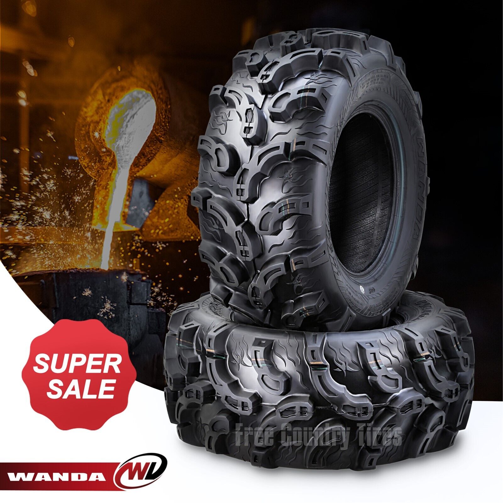 Set of 2 WANDA 27x9-12 Premium UTV ATV Tires 27x9.00-12 Ultra Deep Tread
