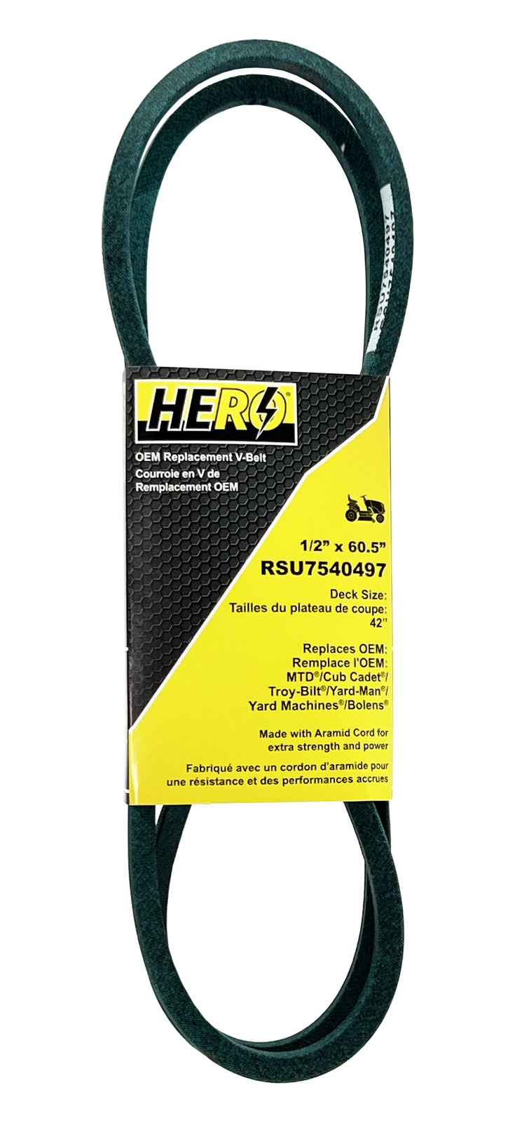HERO OEM Aramid Cord Replacement Belt for MTD 7540497 - Fits Cub Cadet, Troy Bil