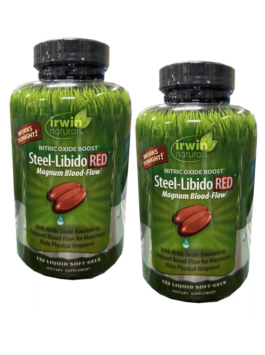 (SET OF 2) Irwin Naturals Steel-Libido RED 132 Liquid Soft-Gels ~BEST BY 07/24 