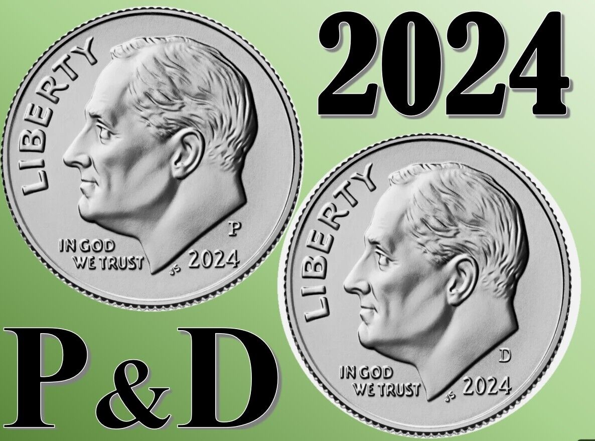 💰  2024 P & D Roosevelt Dime - 10 Cent - UNC - Set 2 coins