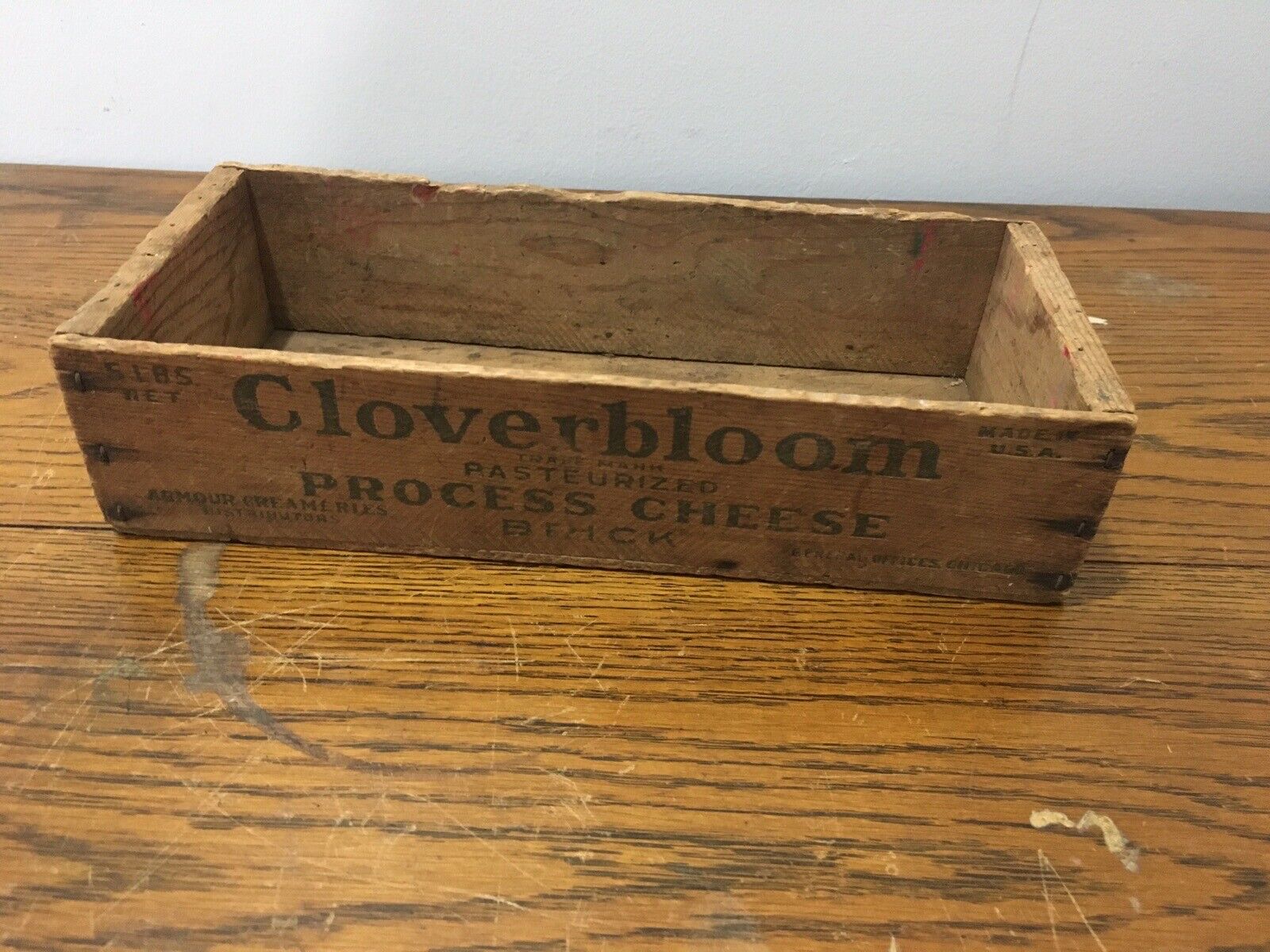 Vintage 5 Lbs Wood Cloverbloom Cheese Box Primitive Decor