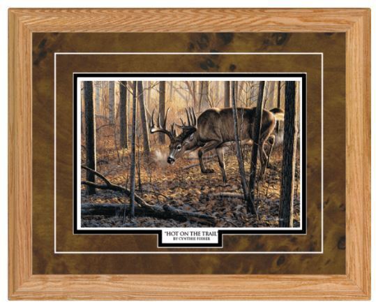 HOT ON THE TRAIL by Cynthie Fisher Deer Buck Print-Framed 21 x 17