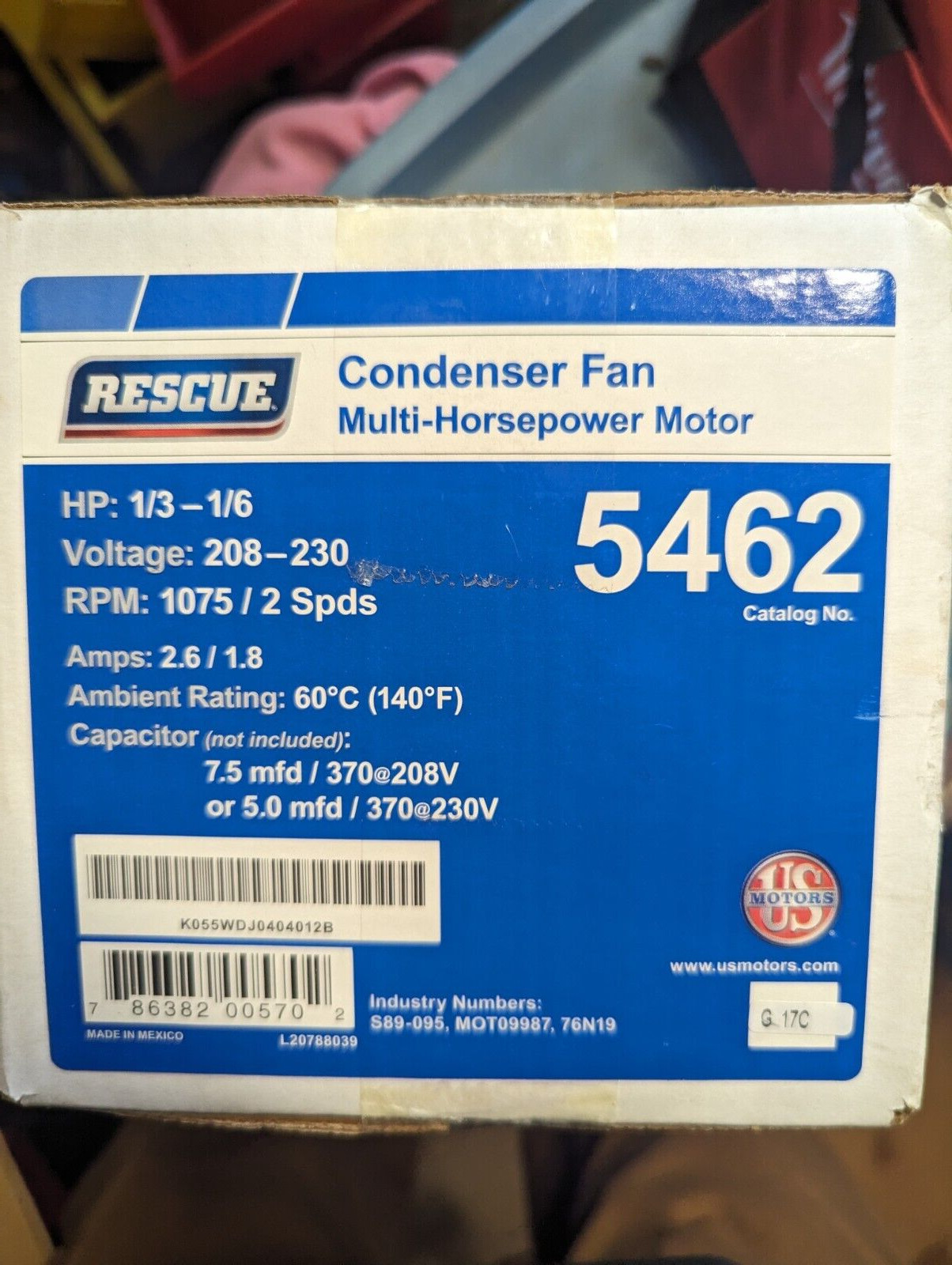 OEM NEW Rescue 5462 Condenser Fan Multi-Horsepower Motor 1/3-1/6HP, 208-230V