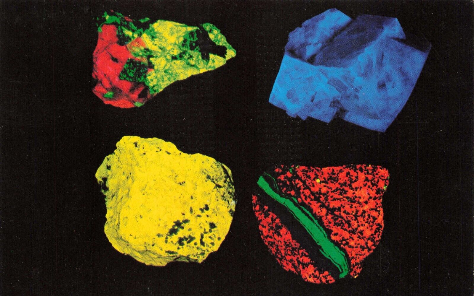 Postcard Fluorescent Minerals under \