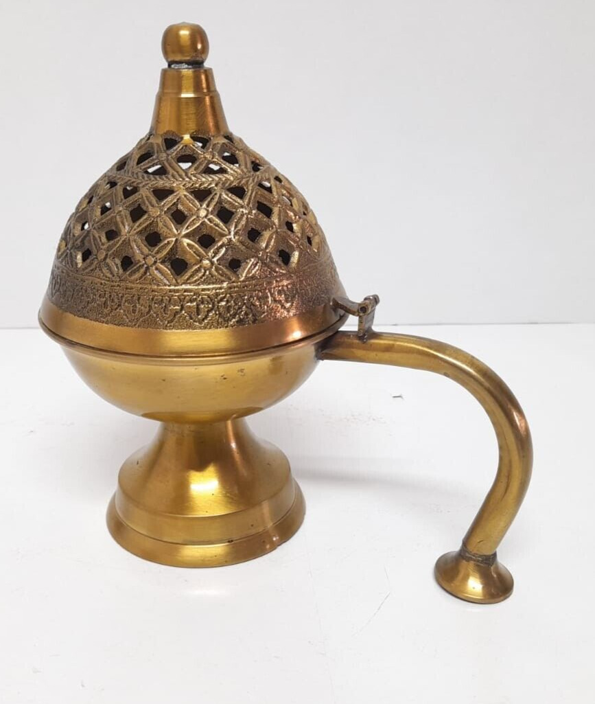 Lobandan Vintage Brass  Incense Burner with Handle (Golden)