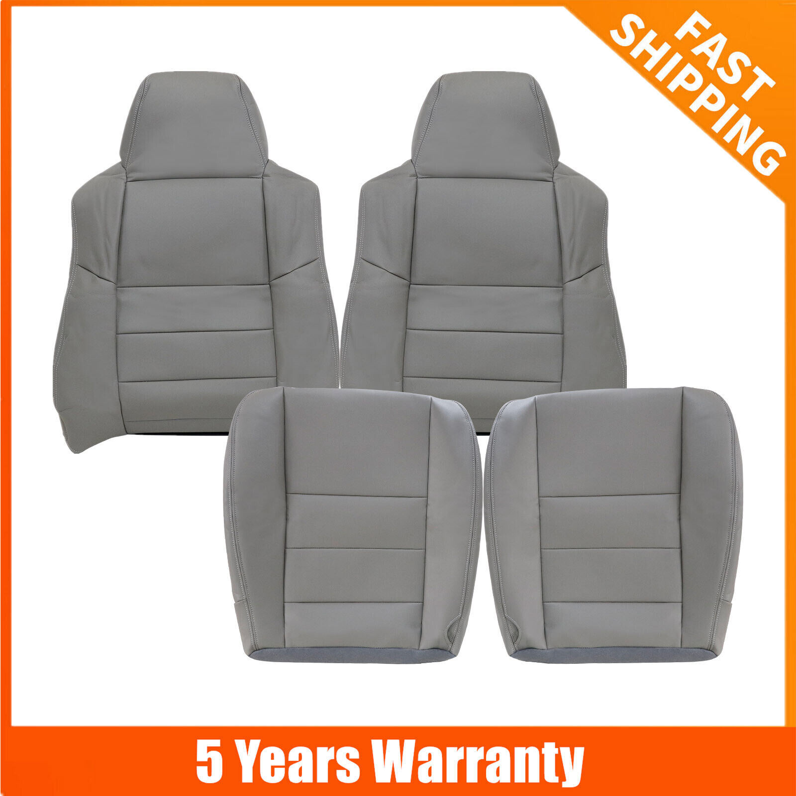 4PCS 2002-2007 For Ford F250 F350 Super Duty XLT Front Leather Seat Cover Gray