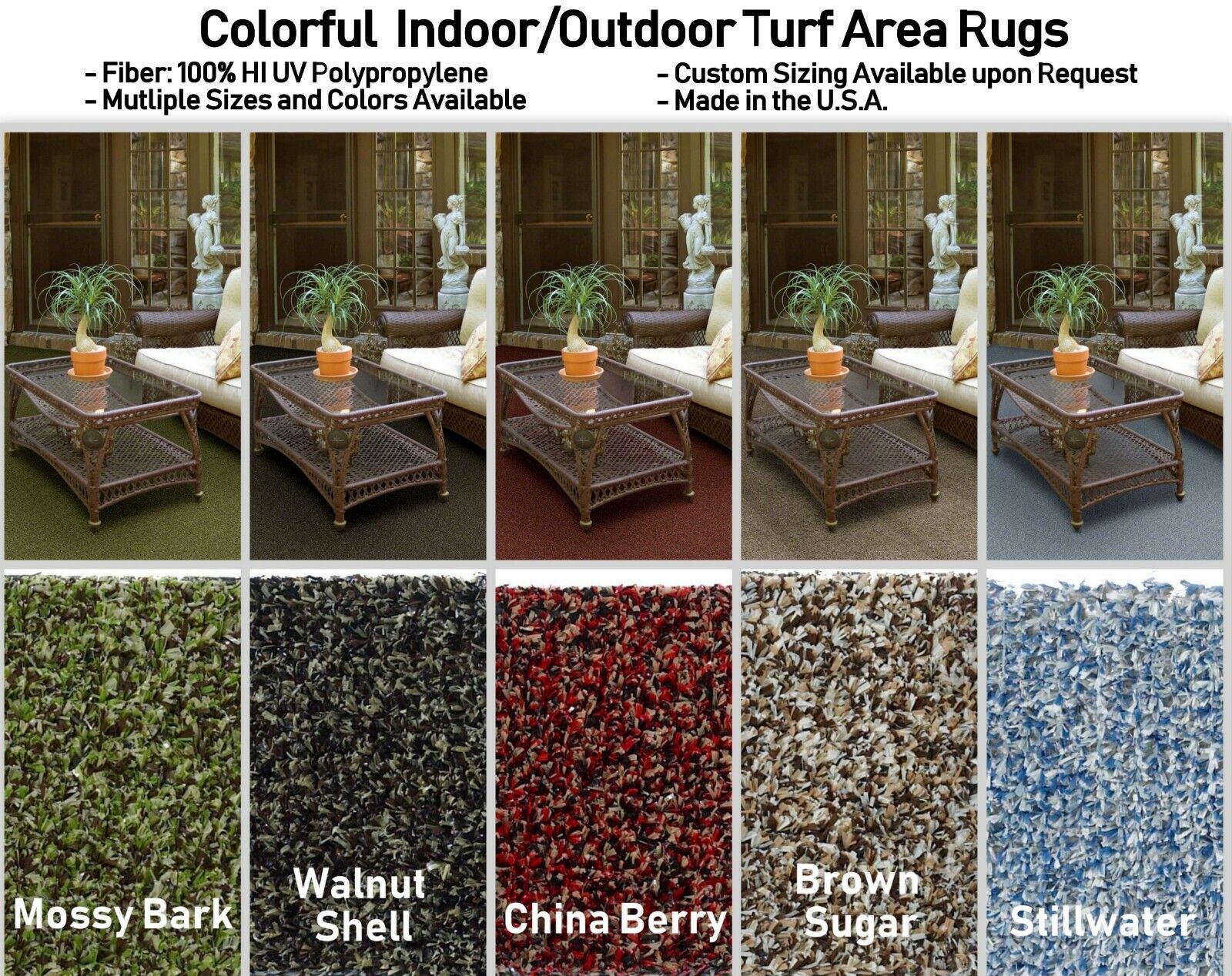Arbor Indoor-Outdoor Artificial Grass Turf Area Rug Carpet