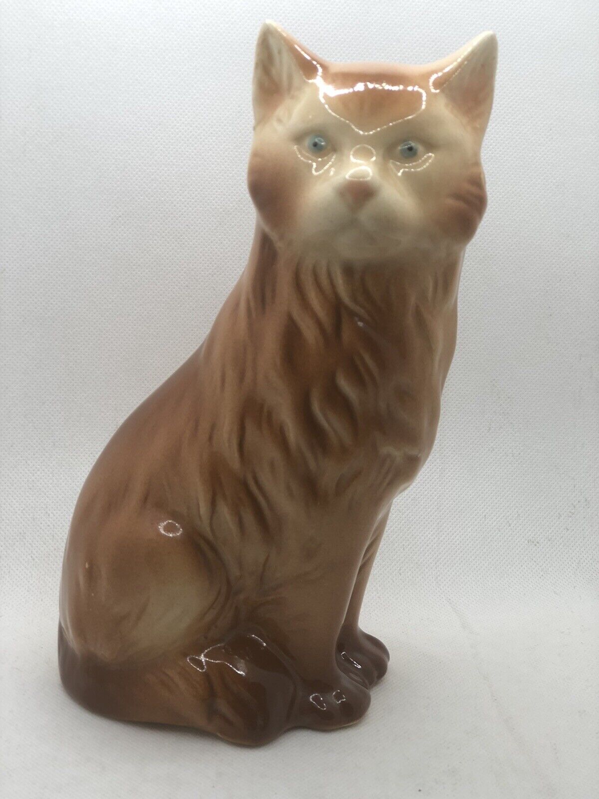 Rare 1950’s Cluj Napoca Cervit Porcelain Orange Long Hair Persian Cat Figurine