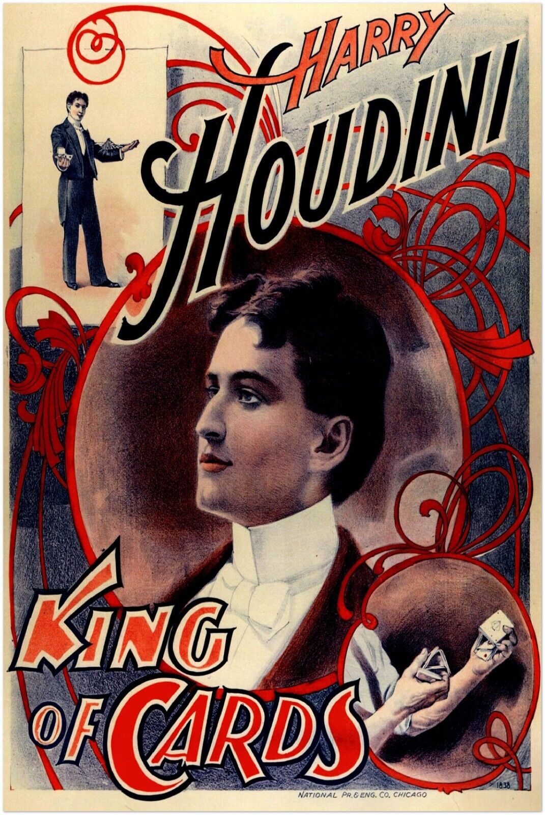 Vintage Magician Poster – Harry Houdini #2 – Magic themed Wall Art Print