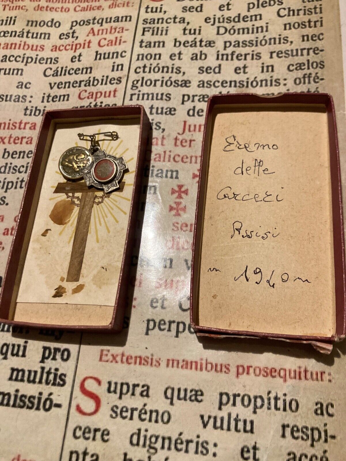 RARE VINTAGE LOT RELICS St. Francesco : N. 3 relic - Eremo delle Carceri - 1940