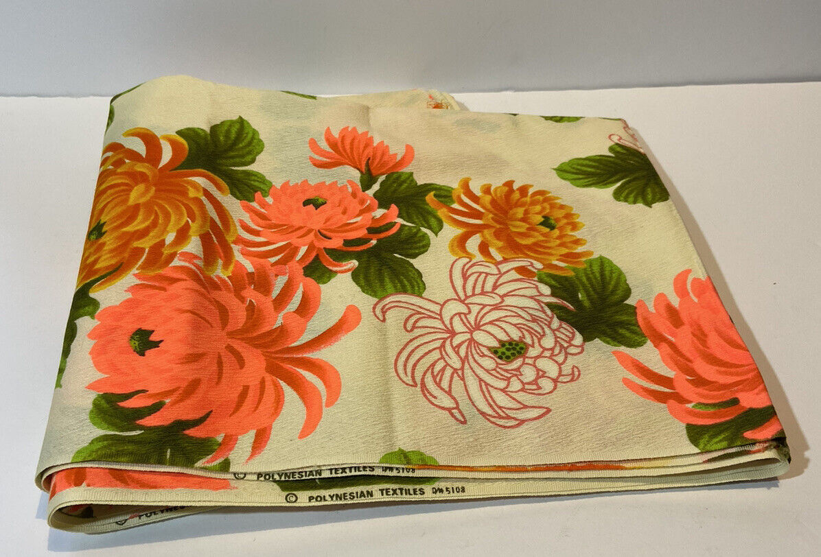Vintage Polynesian Textiles Crysanthemum Fabric #5108 Aloha Hawaiian Vibrant