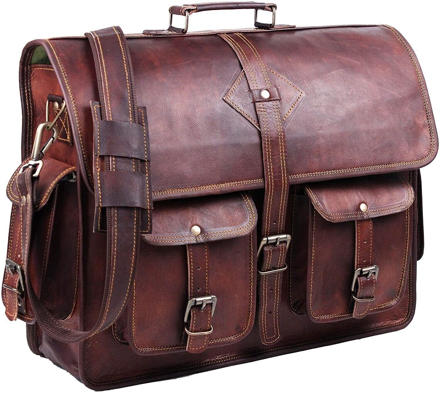Men\'s Vintage New Brown Genuine Leather Messenger Laptop Satchel S Shoulder Bag
