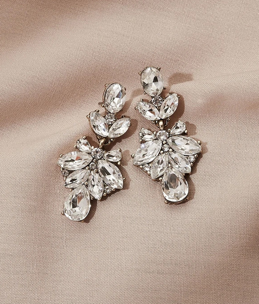 935 Silver Lab-Created CZ Gorgeous & Elegant Floral Inspired Women Drops Earring