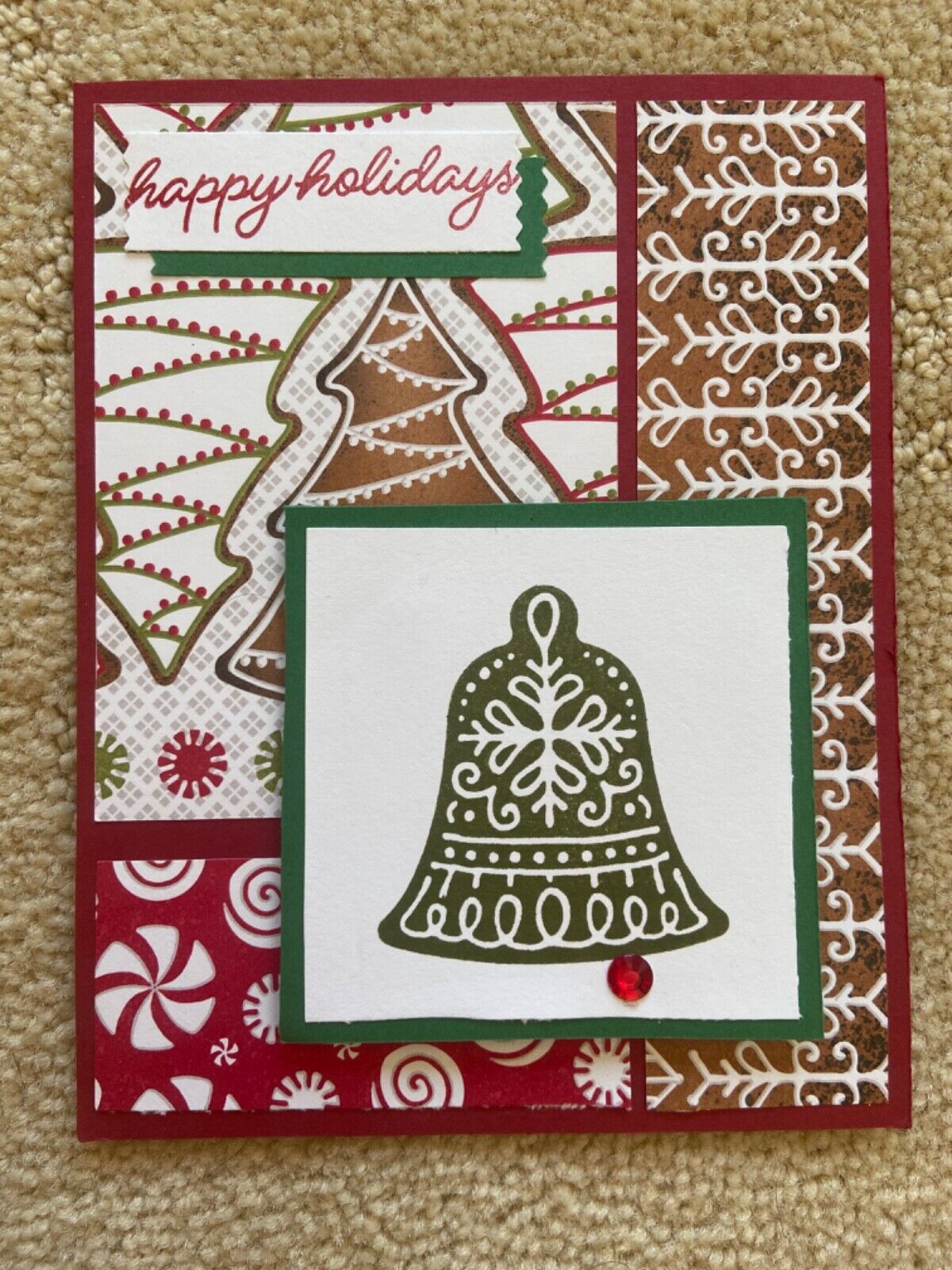 Frosted gingerbread Christmas happy holidays card kit of 6 made w/ Stampin\' Up
