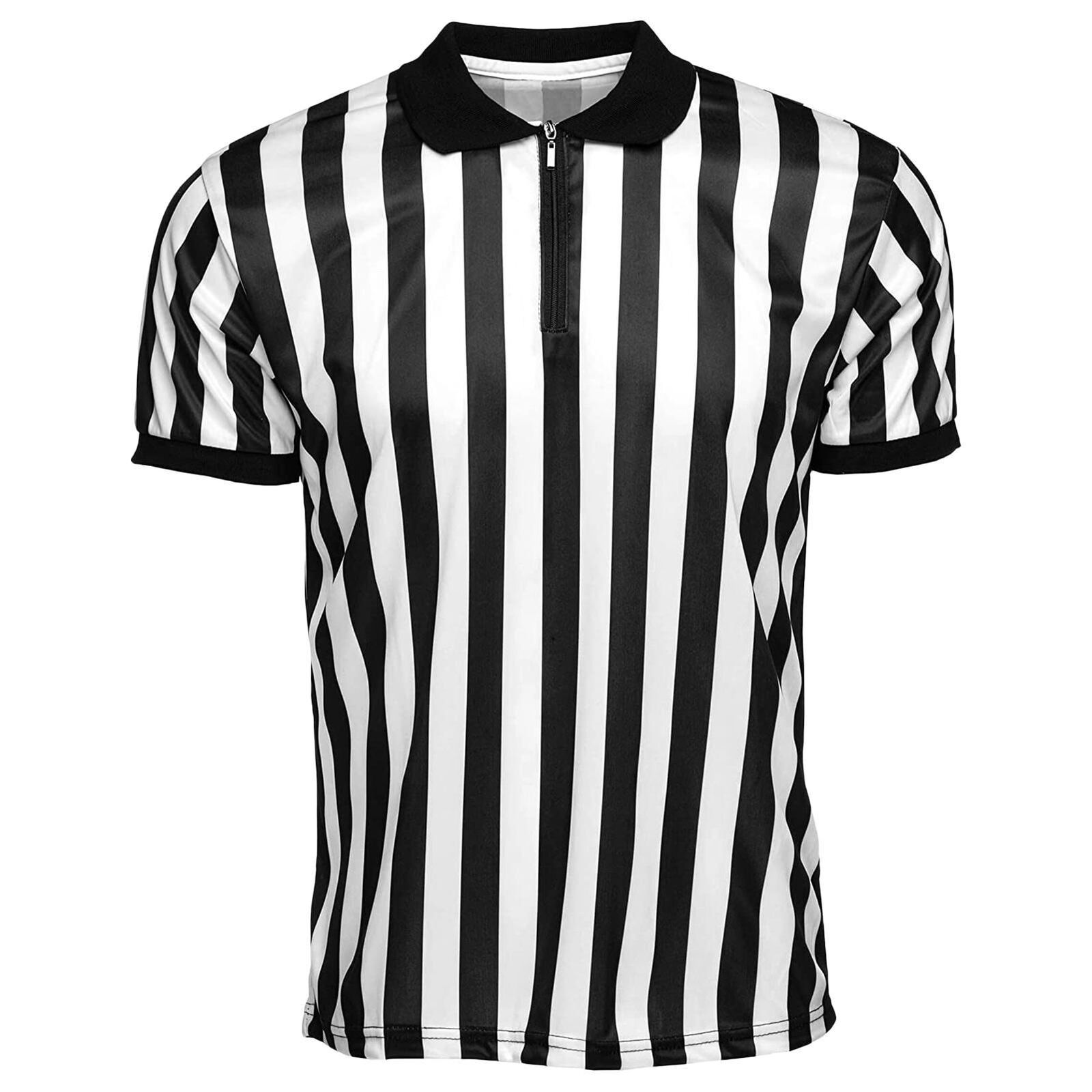 Striped Referee Shirt Breathable Collared Short Sleeve T Shirt Black White great