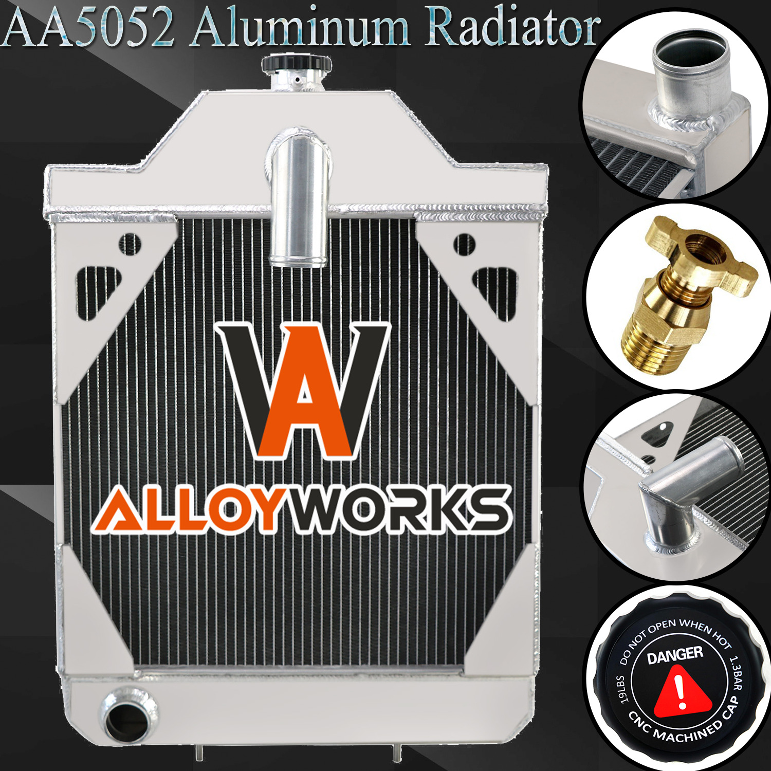 3 Row Aluminum Radiator For Case IH 430CK 580B 480B 580CK 480CK A39344 A35604