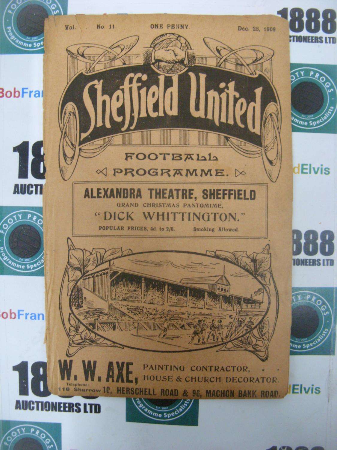 SHEFFIELD UNITED, 1909/1910, a football programme from the fixture versus Aston