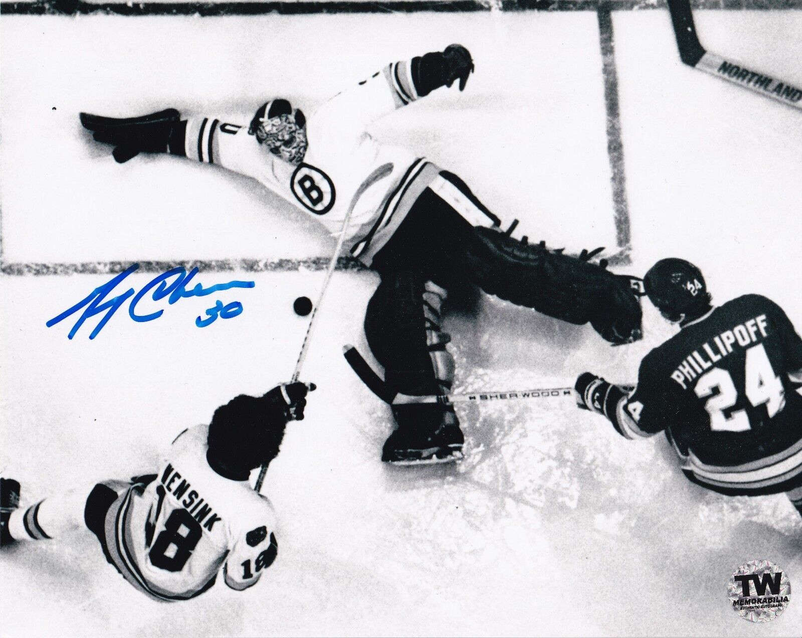 GERRY CHEEVERS Autographed Photo (8 x 10) - Boston Bruins - TW PRESTIGE