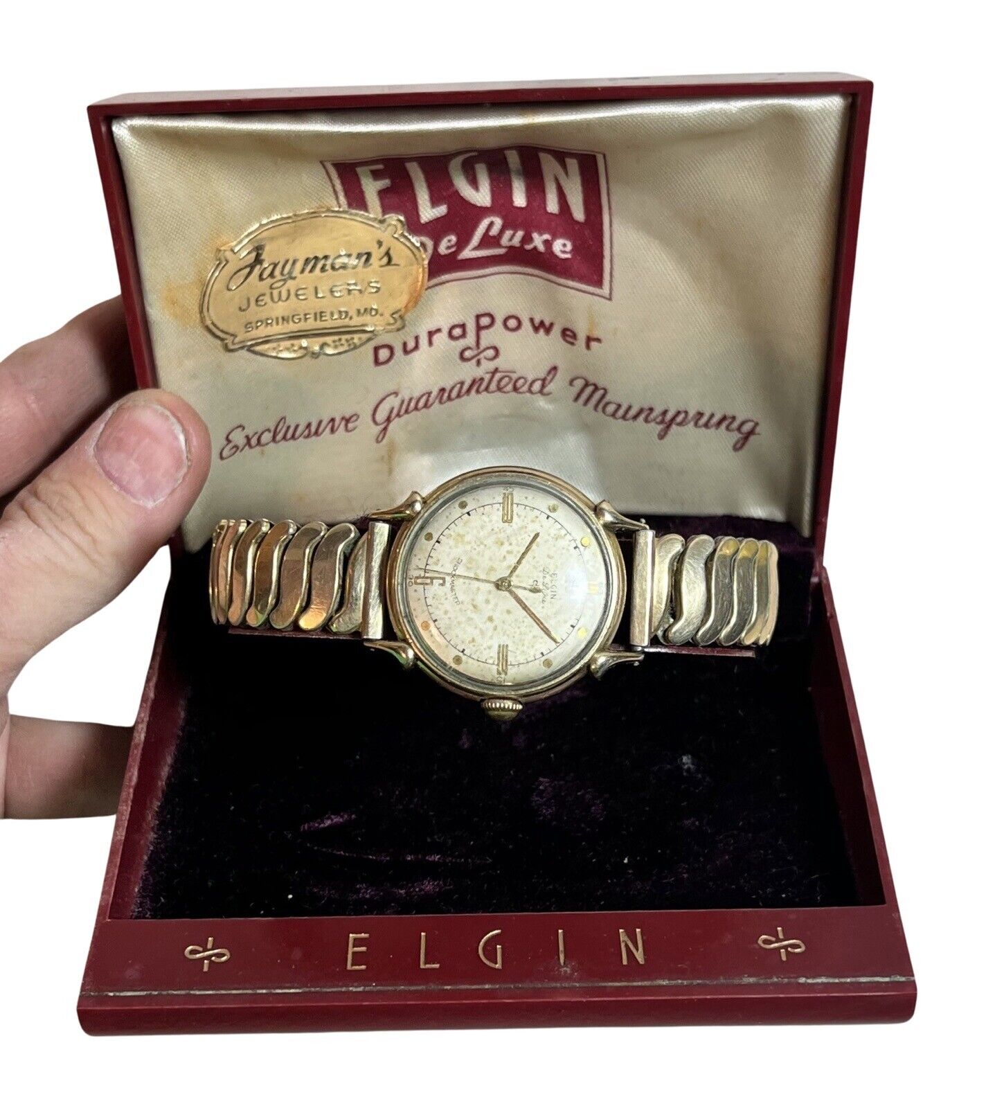 1960s Elgin Durapower 14k Gold Filled Automatic Watch WITH ORIGINAL BOX WORKS