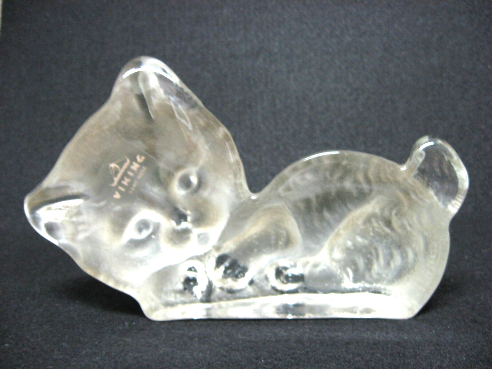 VIKING CAT paperweight art glass Sculpted flat back