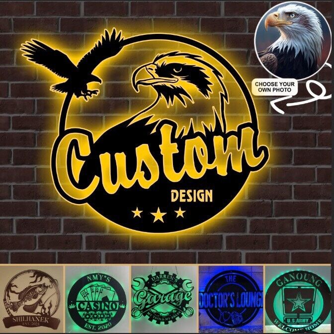 Custom Metal Sign, Personalized Logo Design Metal Signs LED Light