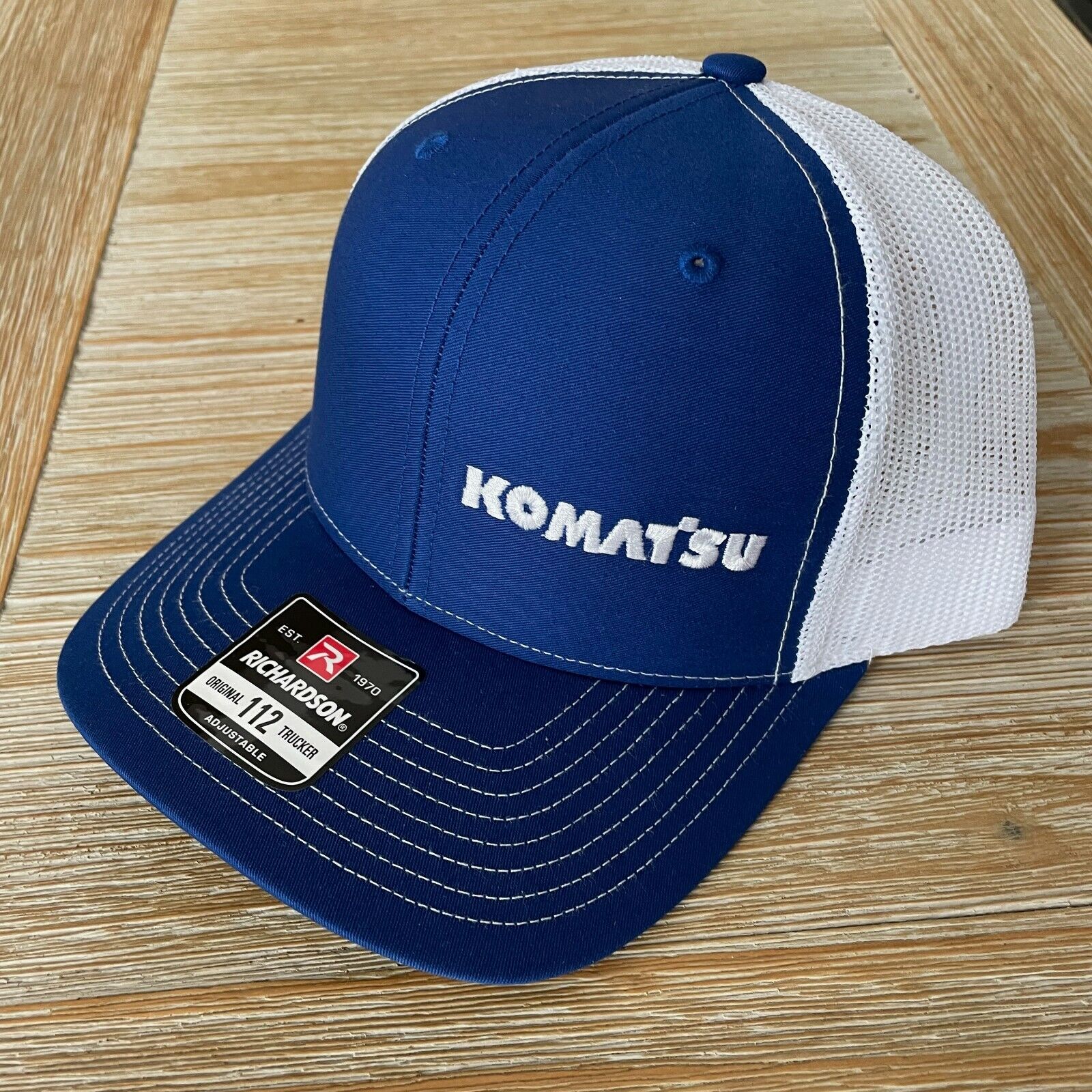 NEW - Komatsu Embroidered Richardson 112 Trucker Hat Cap - Royal Blue