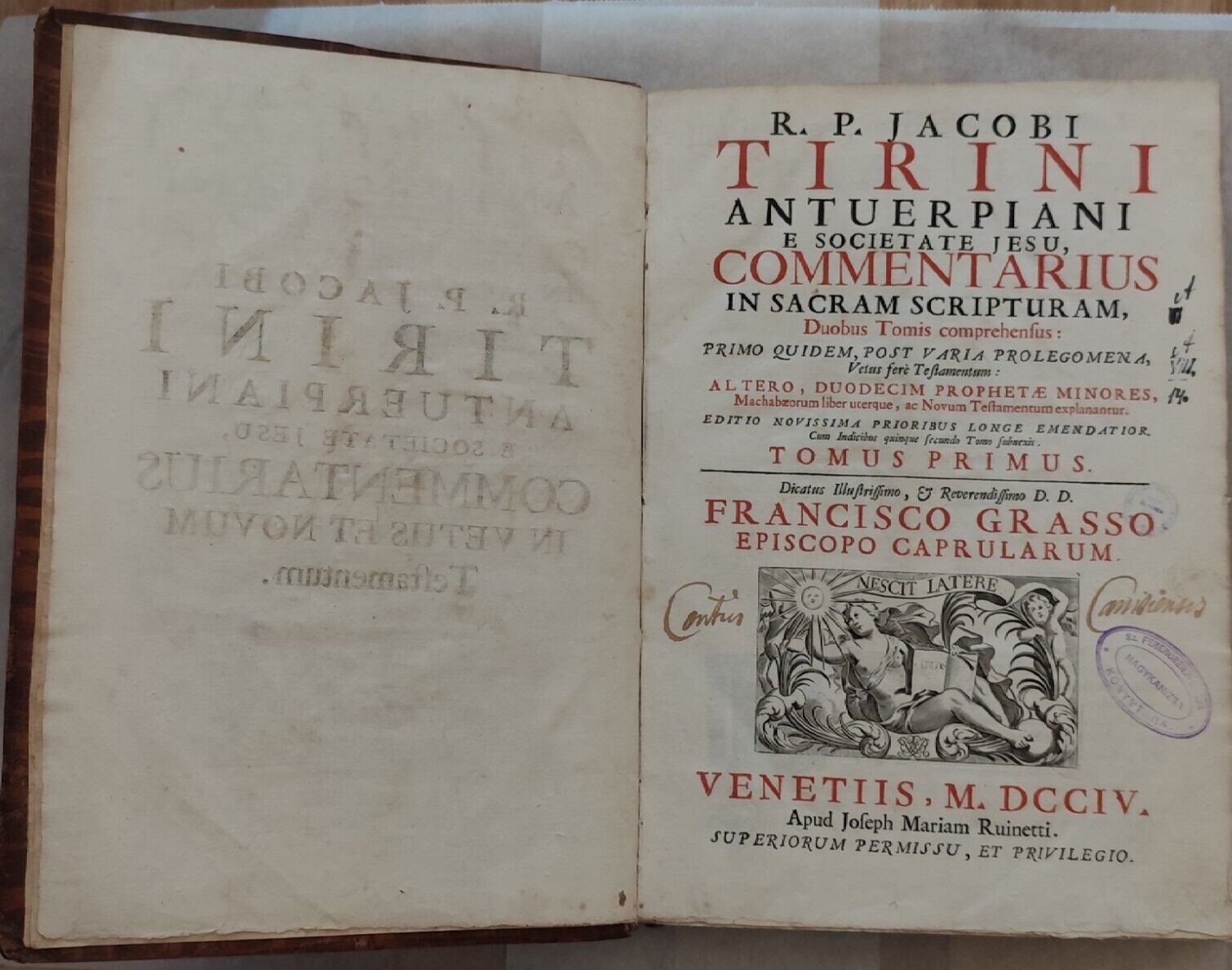 Year 1704 Venice, R. P. Jacobi Tirini Antuerpiani Commentarius... Folio