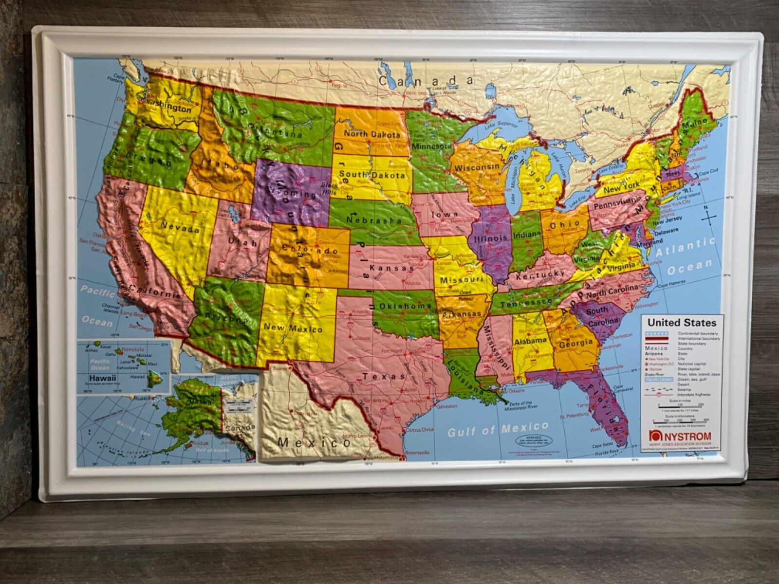 Nystrom Raised Relief United States Map Vintage Markable 18\