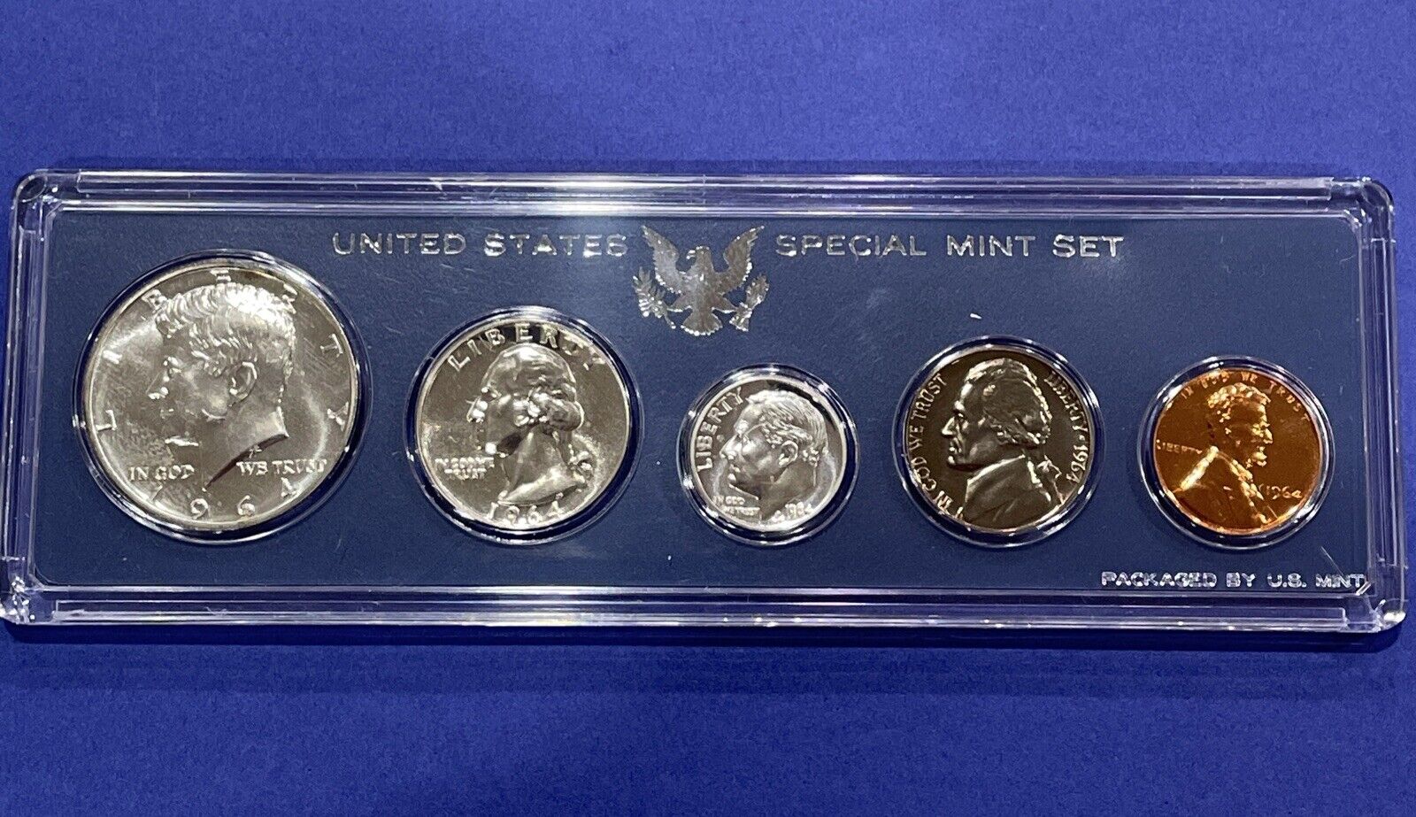 US MINT COIN SET 1964-P 90% SILVER Double Struck Gem Luster With CASE