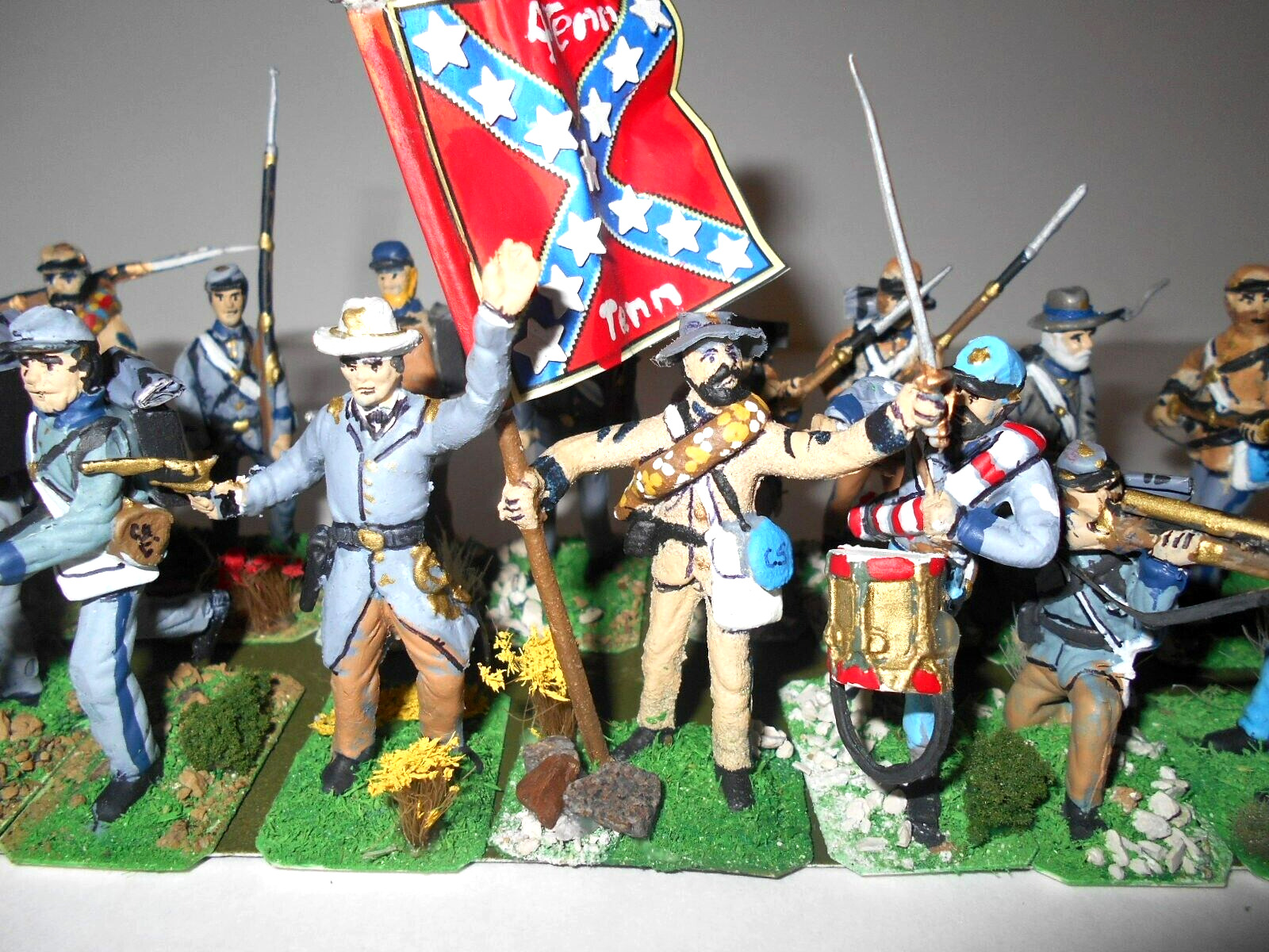 29 Civil War Confederate 4th Tenn cannon crew 1/32 54mm Hand painted flocked see