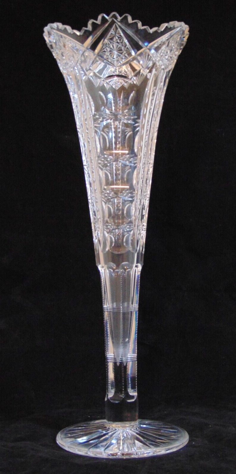 ABP Brilliant Cut Glass Crystal Trumpet Vase 14\