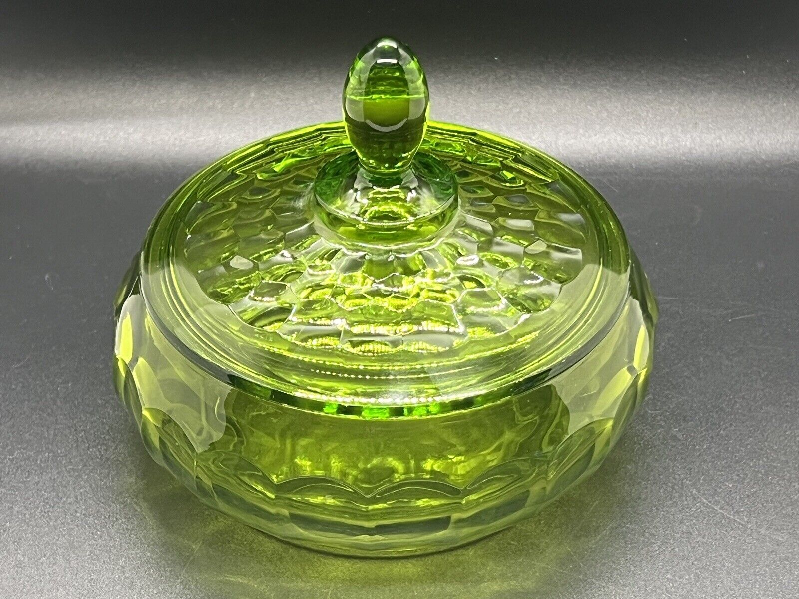 Vintage Viking Glass Green Georgian Lidded Candy Dish