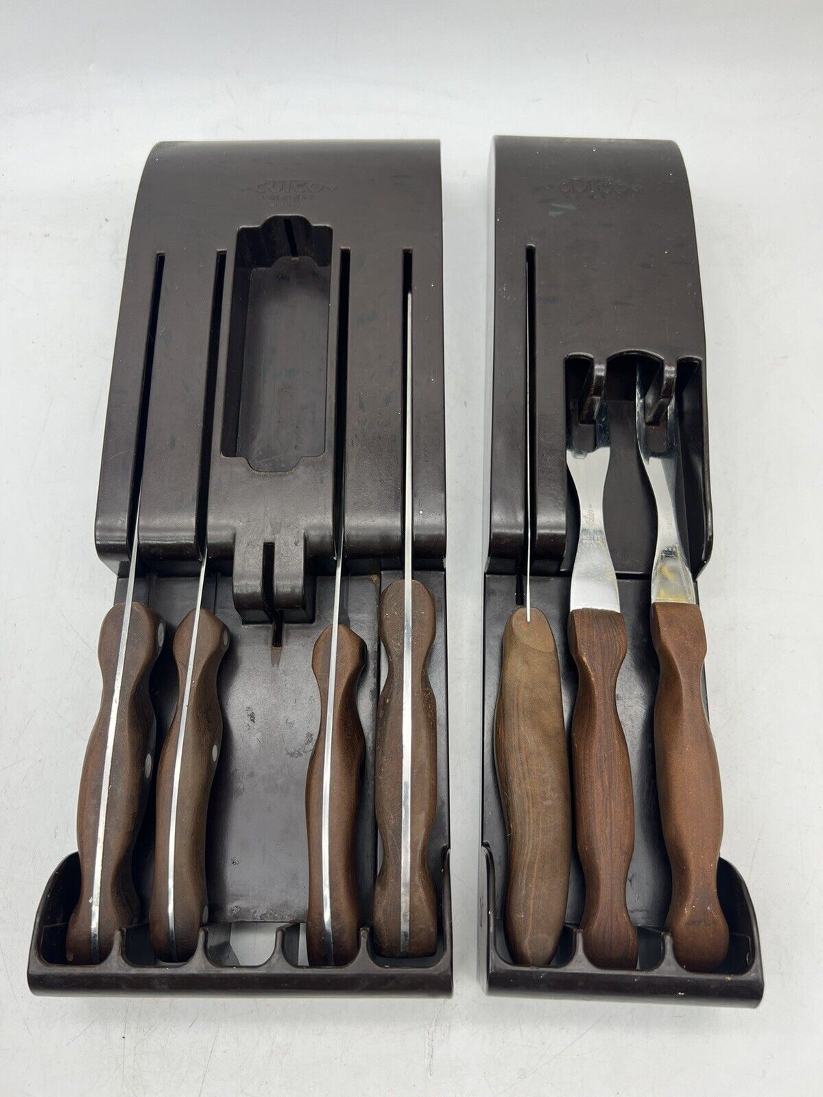 Vintage Cutco 7 Knife & Fork Set w/ Bakelite Holders 22 23 24 25 26 27 28 - NICE