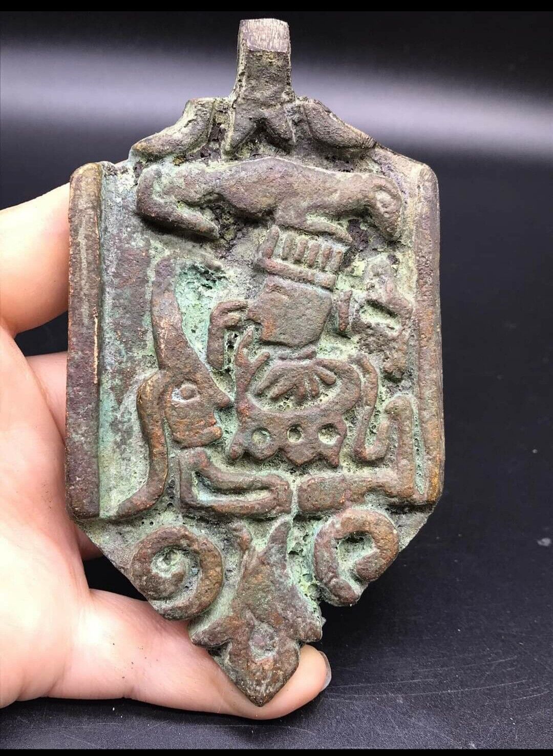 Rare Ancinet Old Bactrain Greeko King Bronze Amzing Pendent Amulet
