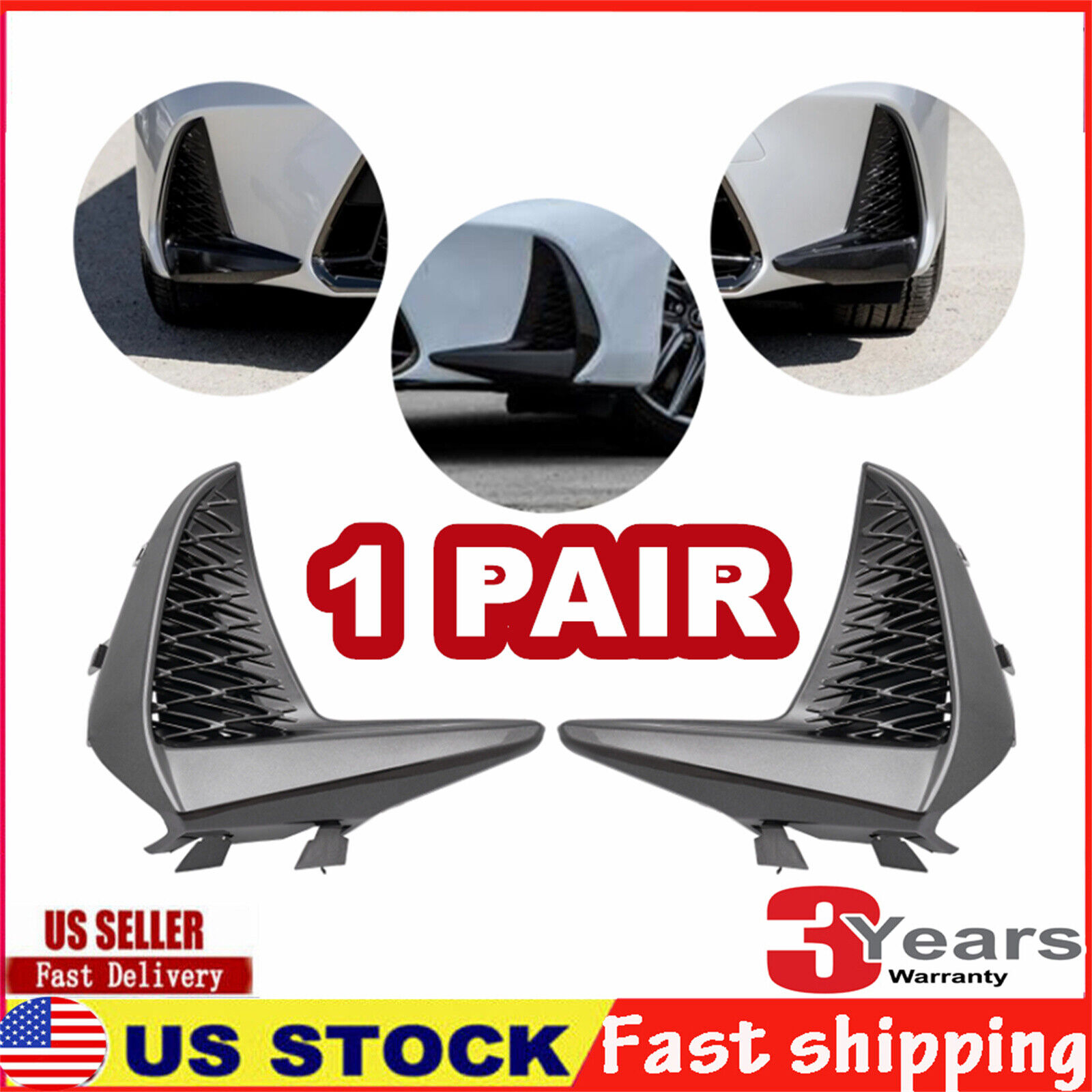 Left Right Side Fog Light Cover Lower Bumper Grille for IS300 IS350 2017-2020