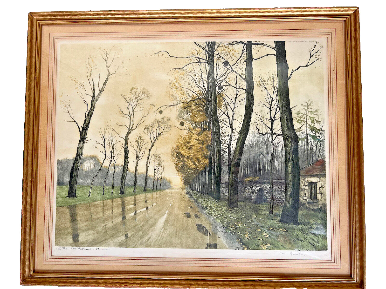 French Henri JOURDAIN (1864-1931) Autumn Route en Automne Hand Color Etching 29\
