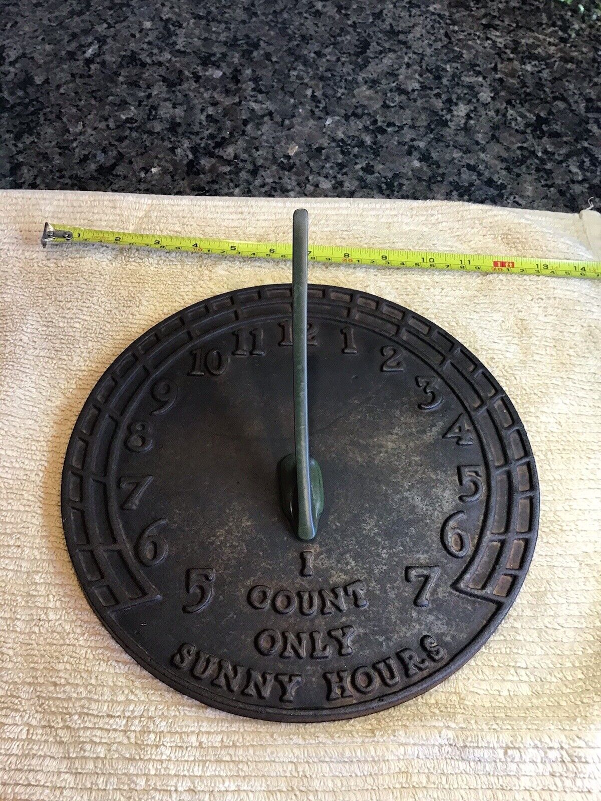 Virginia Metalcrafters Sundial Cast Iron 23-6 I COUNT ONLY SUNNY HOURS 10.5” USA