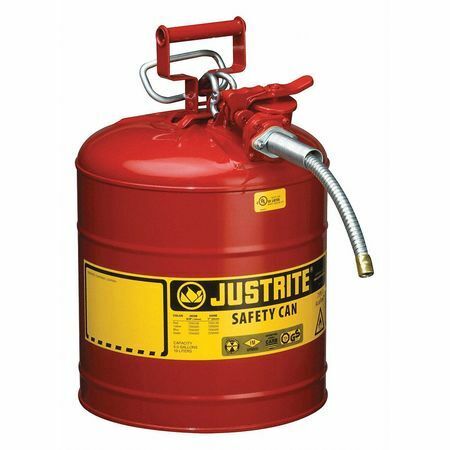 Justrite 7250120 Type Ii Safety Can, 5 Gal Capacity, Galvanized Steel, For