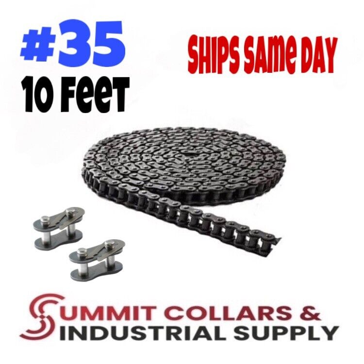 #35 Roller Chain x10 feet + 2 Free Connecting Link + Same Day Expedited Shipping