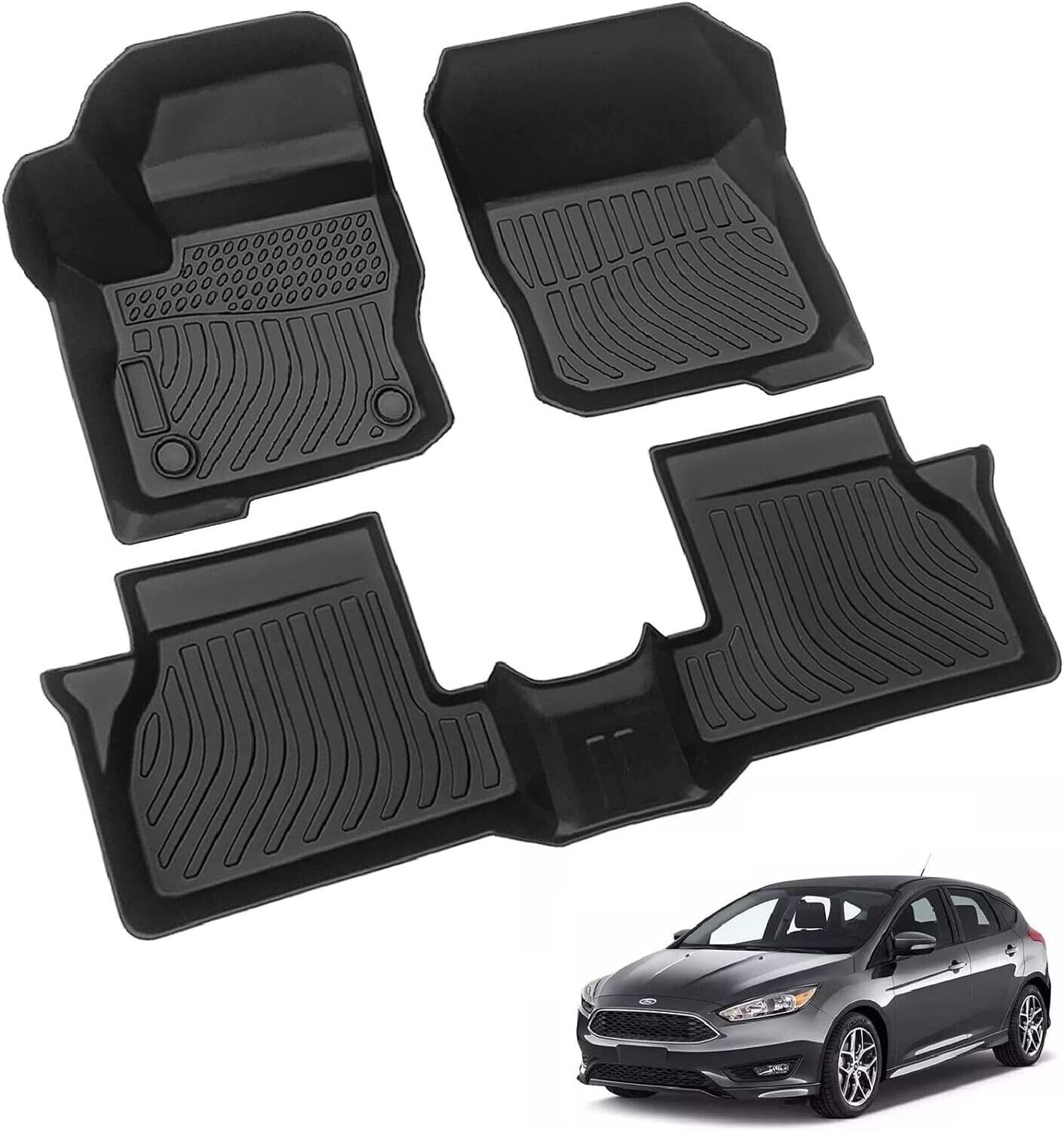 For 2012-2018 Ford Focus Floor Mats 3D TPE All Weather Odorless Upgraded