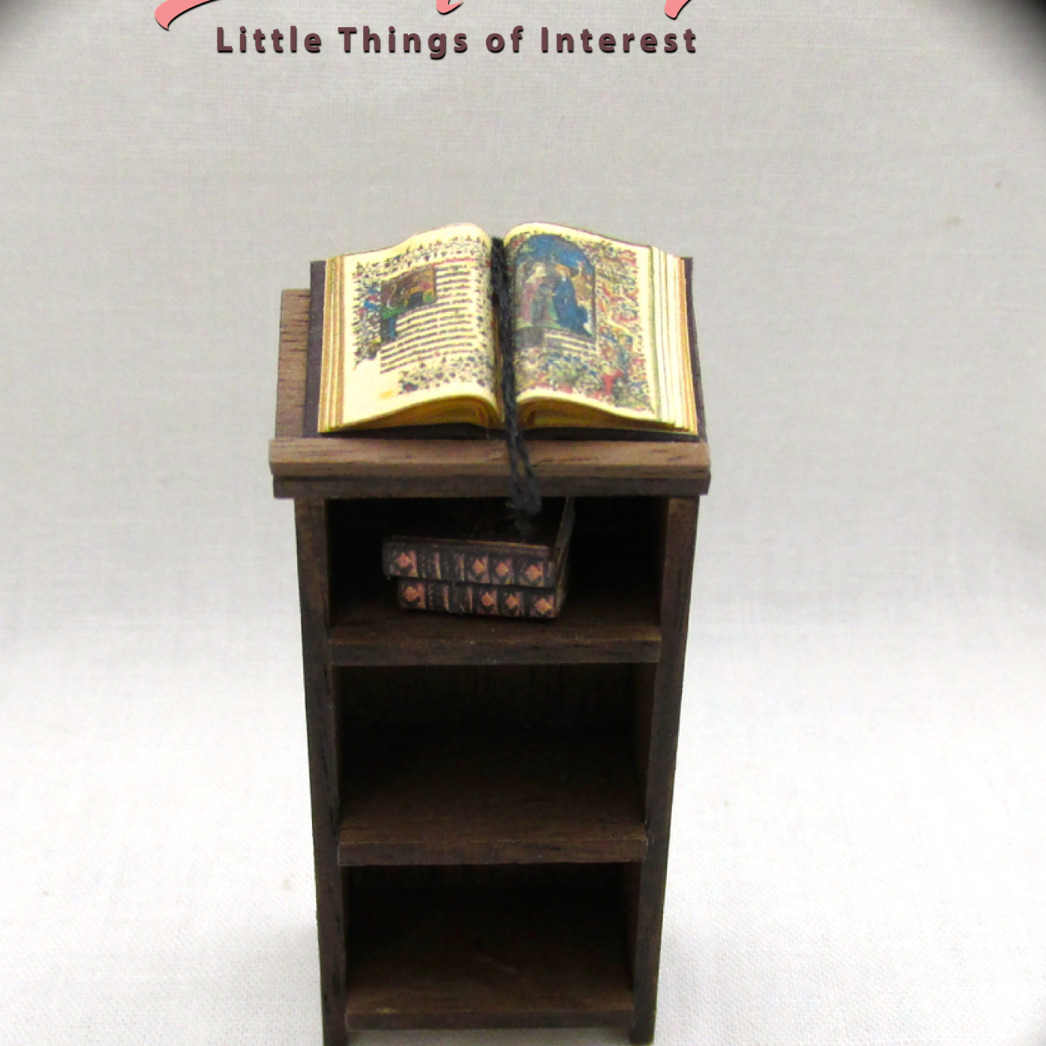 1:24 Scale Open Book MEDIEVAL BOOK OF HOURS Dollhouse Miniature Book 1/2\