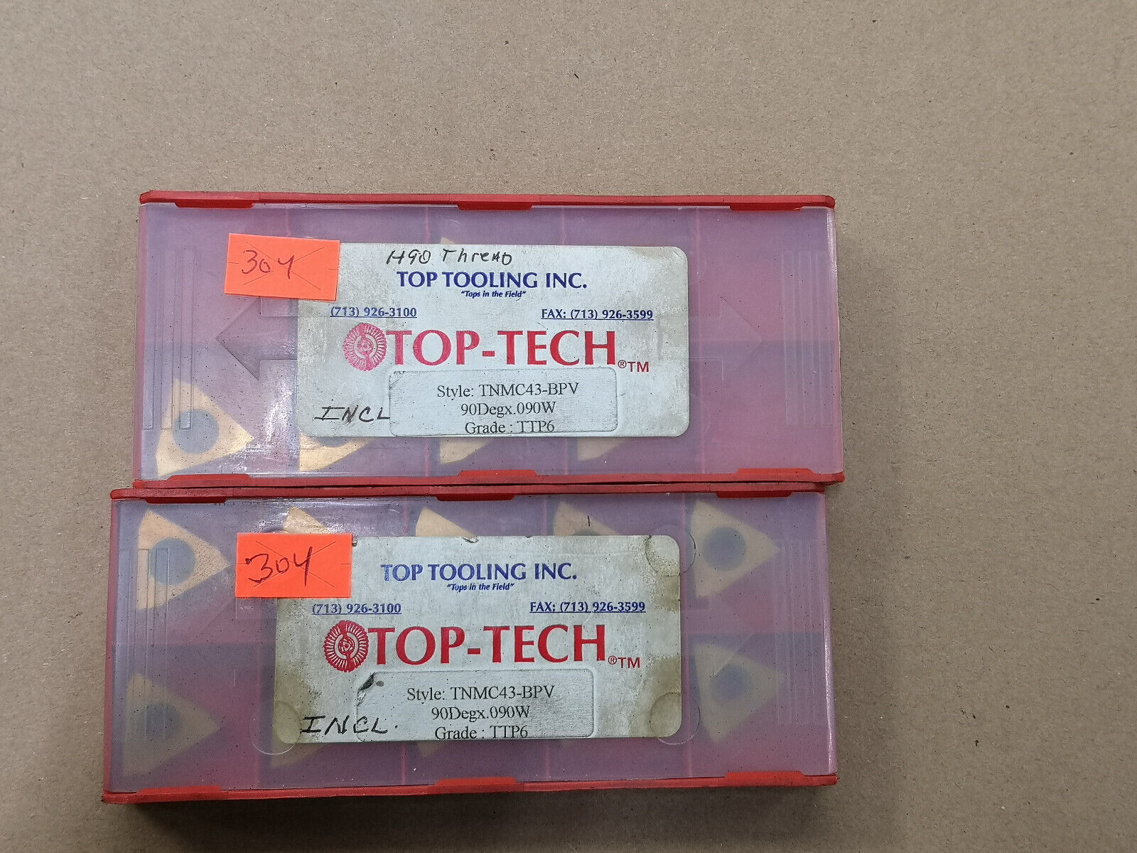 TOP TECH TOP TOOLING TNMC43-BPV 90 DEGREE CARBIDE INSERTS  PACK OF 16 LOT 304