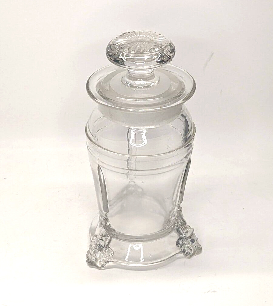 Antique Hobbs Brockunier Apothecary Jar w/Lid circa 1876 EAPG Viking Old Man