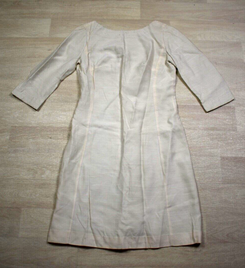 60s Ivory Sheath Midi Dress True Vintage 1960s 3/4 Sleeve See Description