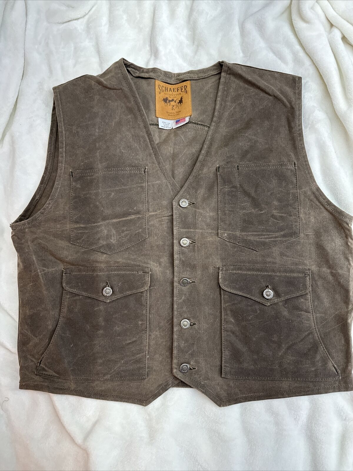 Schaefer Outfitter Men\'s RangeWax Western Cowboy Oak Vest Sz XL Made in USA