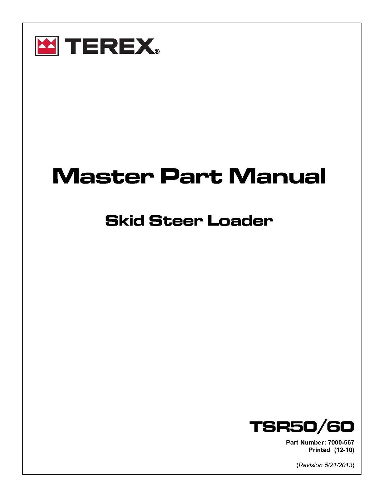 50 60 Skid Steer Loader Service Part Manual Terex TSR50 TSR60 0-56