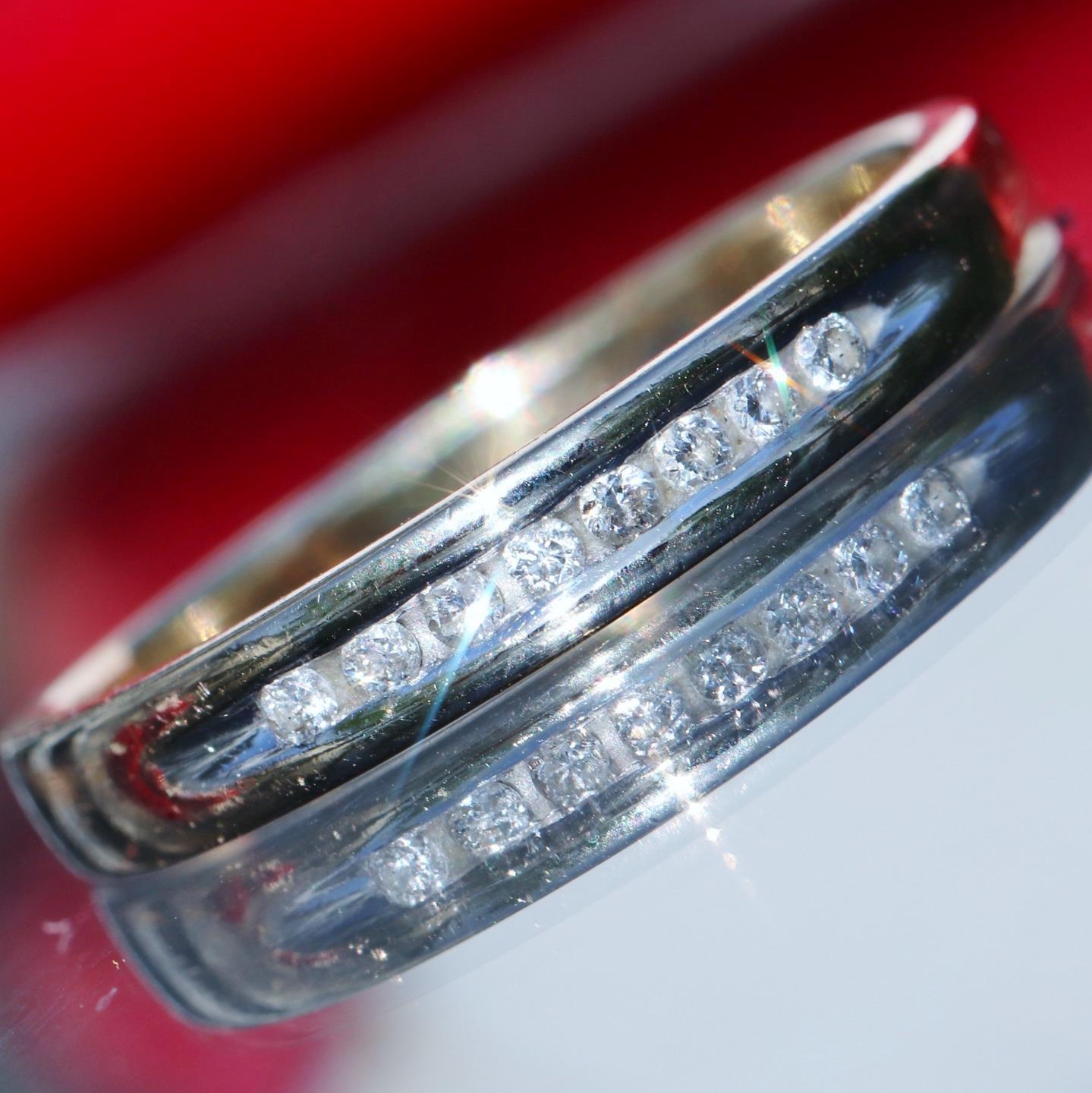 10k yellow gold ring 0.08ct diamond wedding band size 6 vintage handmade 1.97gr