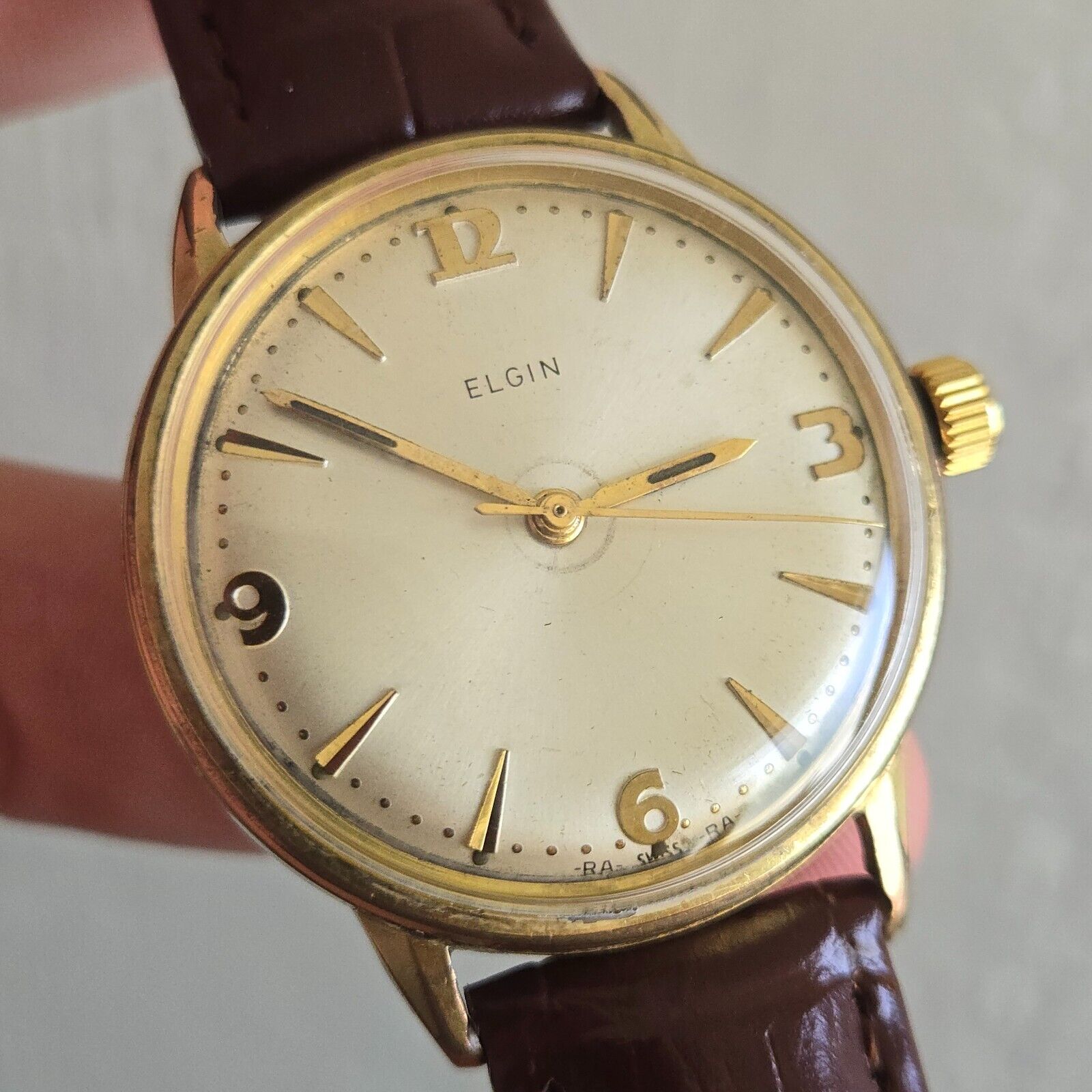Vintage ELGIN men's manual winding watch AS 1686 17Jewels swiss 1960s