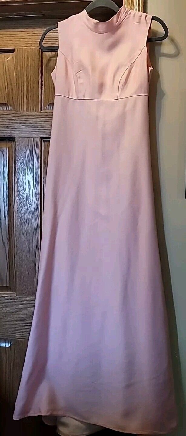 Vintage 70s Emma Domb Formal  Dress Size 7 Pink Empire Waist 16.5 pit-pit Note: